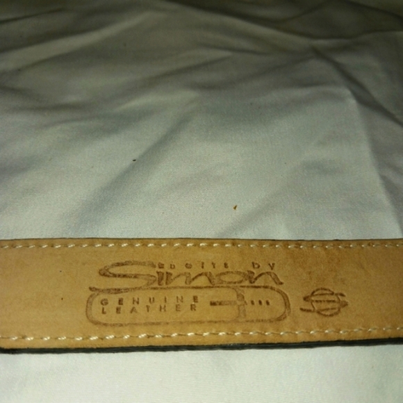 B.B. Simon Leather Croc Embossed  Vtg. BELT - Two Tone Ornate Buckle Spain 32 - Picture 4 of 6